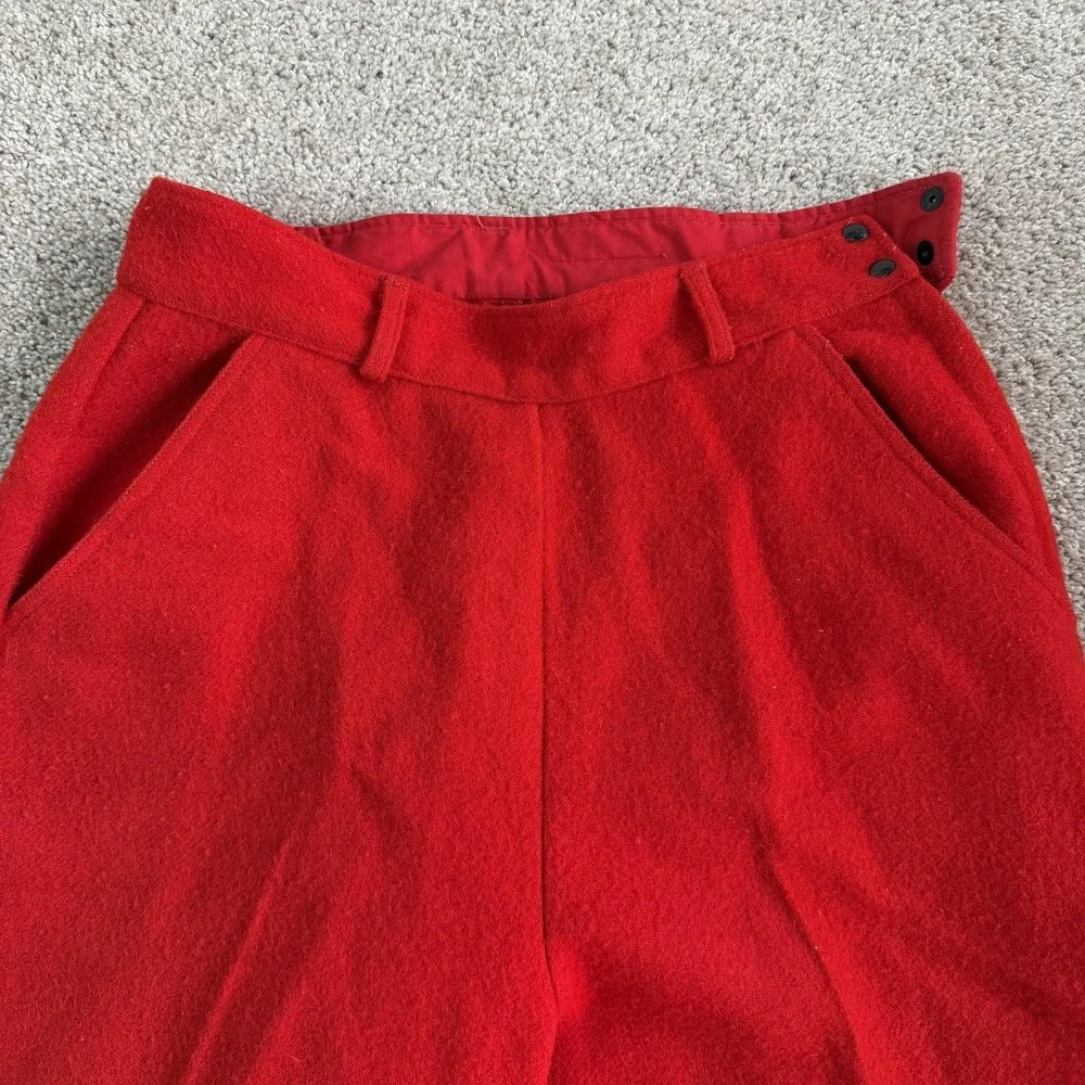 Vintage Duxbak Snow Pants Mens Medium Red Wool Lined Cuffed Winter Workwear
